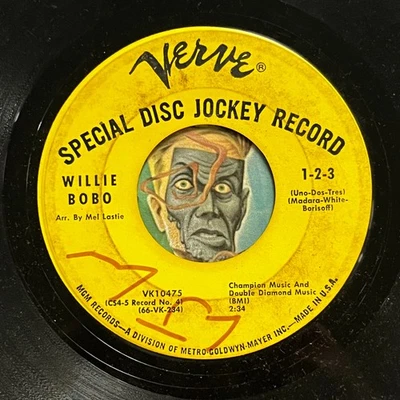 СЛУШАЙТЕ Willie Bobo 45 1-2-3 / Sockit To Me VERVE промо R&B латинский соул джаз - Изображение 1 из 2
