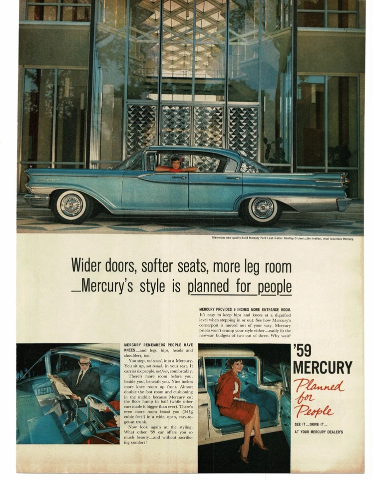 1959 Mercury Park Lane azul 4 portas Hardtop Cruiser anúncio impresso vintage - Imagem 1 de 1