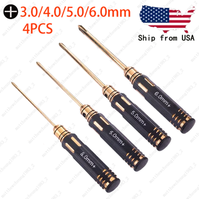 Destornillador Phillips ajustable HSS fácil de usar 4 piezas para autos de radiocontrol - 3.0-6.0+ Ti-oro Foto 1 de 4