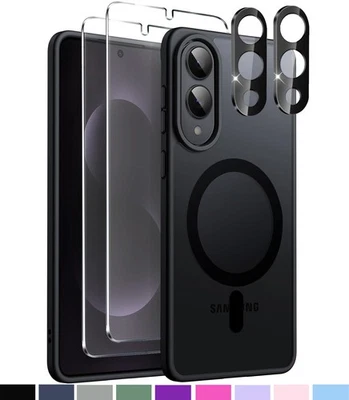 LONFEID Matt Magnetisch Hülle + Displayglas + Kameraschutz für Samsung Galaxy S25 Edge