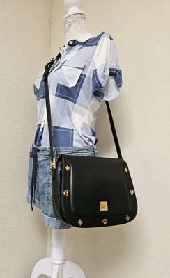 MCM Black Leather Medium Shoulder Crossbody Bag Vintage - Image 1 of 4