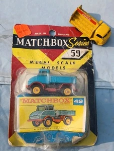 1968 Matchbox Lesney Fred Bronner #49 UNIMOG TRUCK On Blister Card TATTERED BOX - Picture 1 of 5