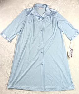Nueva bata sedosa satinada Vanity Fair para mujer L azul claro bordada de colección anti adherencia - Imagen 1 de 14