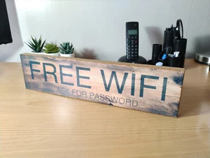 'FREE WIFI' Sign - Freestanding or wall-mount - 395 x 100 x 18mm - Picture 1 of 4