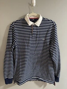 Vineyard Vines Mens Size Small 100% Cotton Johns Island Stripe Rugby Navy White - Picture 1 of 15