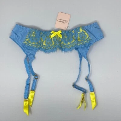 Tirantes Agent Provocateur Selena Azul Amarillo AP3 Medianos Nuevos con Etiquetas $110 Foto 1 de 4