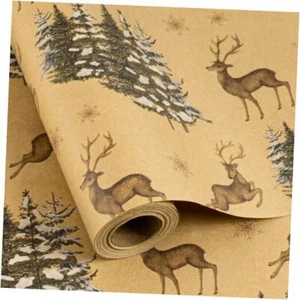 Christmas Wrapping Paper Roll Kraft Paper - & Christmas 17in*32.8ft Reindeer - Picture 1 of 6