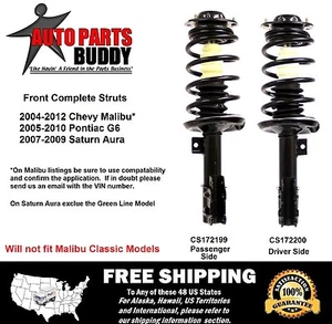 2 New Front Complete Struts Pair Malibu G6 Aura Lifetime Warranty Free Shipping - Picture 1 of 4