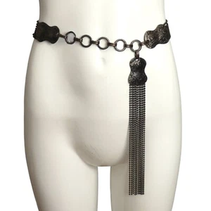 VYVES SAINT LAURENT- 1980s Gold Coiled Metal Hinge Belt - Picture 1 of 4