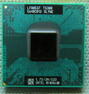 Intel Core 2 Duo T5300 SL9WE 1.73GHz/2M/533MHz Sock M Mobile CPU LF80537GE0302M- - Image 1 of 4