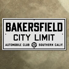 Bakersfield California ACSC city limit boundary highway road sign 1929 16x8