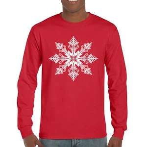 Snowflake Long Sleeve T-shirt Christmas Holiday Spirit Secret Santa Gift Idea - Picture 1 of 50