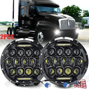 2x For Kenworth T2000 1997-2011 DOT 7" Inch Round LED Headlights High Low Beam - Picture 1 of 11