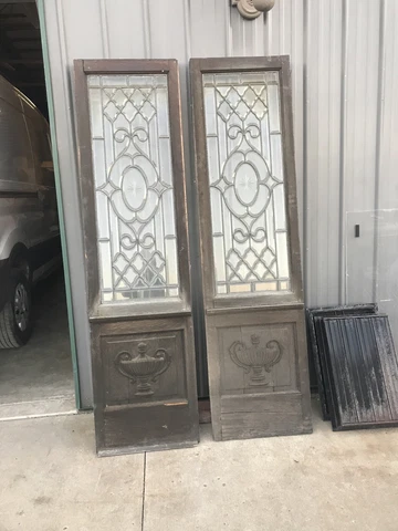 An 613 Pair Antique All Beveled Glass Sidelight Windows 22.25 X 83.75 Cover