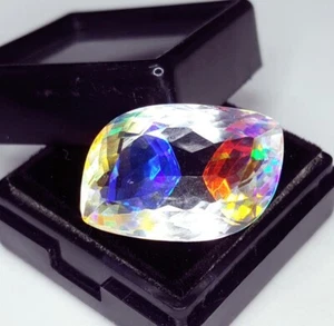 17.52 Ct Loose Gemstone Mystic Quartz Certified Transparent Fancy Cut Quartz Gem - Picture 1 of 9