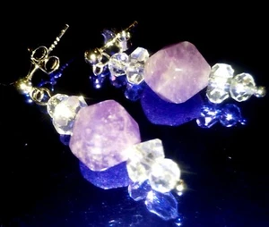 Orecchini ARGENTO 925 AMETISTA CRISTALLO SWAROSKI Made in Italy Handmade love - Imagen 1 de 1