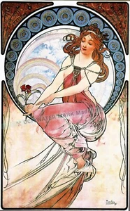 The Arts 1898 Painting Vintage Poster Print Retro Style Art Nouveau Mucha (b - Picture 1 of 4