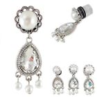 Pair of Rhinstone CZ Pearl Dangle Ear Plugs Gauges  0G 00G 1/2&quot; Clear plugs