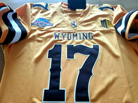 Josh Allen Wyoming Cowboys College #17 Dual Patch Sewn Jersey YELLOW SZ 3XL NWT Cover