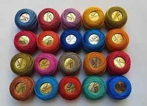 20 Balls Perle Cotton No:8 Embroidery Thread in Assrtd 20 different colours #5 - Picture 1 of 10
