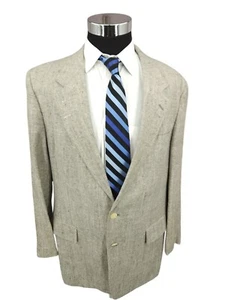 Savile Row Tweed Blazer Mens 42L Gray Silk Sports Coat Jacket 2 Buttons Vent - Picture 1 of 14