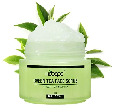 Exfoliante facial Hebepe Green Tea Matcha, limpiador exfoliante suave, 100 g/3,53 OZ Foto 1 de 4