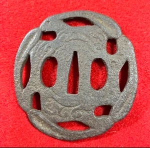 High quality Tsuba Japanese Sword Guard of Iron EDO Period From JAPAN Rare JP - Picture 1 of 6