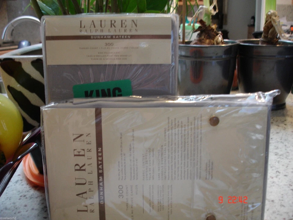 FUNDAS DE ALMOHADA KING RALPH LAUREN DUNHAM SATÉN GRIS MEDIO 2 PIEZAS nip Foto 1 de 1