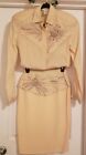 Orlando Rossi Vtg 2pc 100% Silk Cream Colored Pearls Embroider Blouse And Skirt 