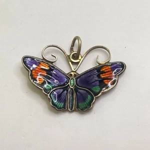 David Andersen Vintage Brosche lila orange Schmetterling 3×2cm Silber 925 Emaille - Bild 1 von 8