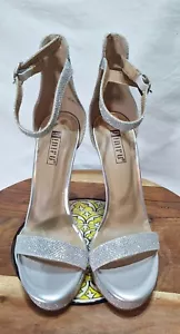 IDIFU Stiletto Sandals Women's Size 6.5 SILVER Glitter Dressy High Heel Open Toe - Picture 1 of 5