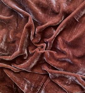 Light Chocolate Mulberry Silk Velvet Fabric by the Yard, 1/2 Yard and 1/4 Yard - Picture 1 of 3