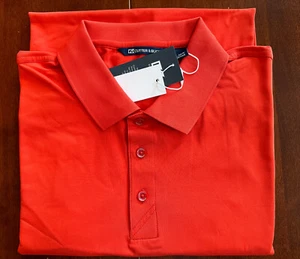 NWT Men's Cutter & Buck Forge Stretch Polo Short Sleeve Polo Shirt L Mars Red - Picture 1 of 3