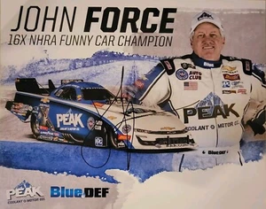 2019 signiert John Force lustiges Auto Handout 8 x 10 John Force Racing Peak blau Def - Bild 1 von 2