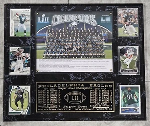 Philadelphia Eagles 2017-18 Super Bowl 52 Champions 15X18 Plaque 6 Cards LII - Picture 1 of 8