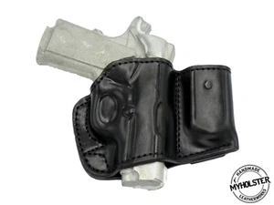 Belt Holster with Mag Pouch Leather Holster Fits Sig Sauer 1911 Ultra Compact 45 - Picture 1 of 3