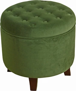 Home Decor | Upholstered round Velvet Tufted Foot Rest Ottoman | Ottoman with St - Picture 1 of 9
