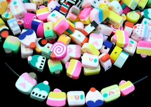 Polymer Clay Candy/Cupcake Beads 100pc Hand Made DIY Bracelets - Picture 1 of 3