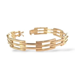 Pulsera Unisex de Oro Amarillo 18KT Semirígido con Placas Alternate - Imagen 1 de 5