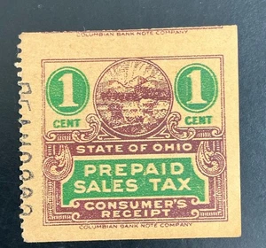 State of Ohio Prepaid Sales Tax Stamp - 1 Cent - Picture 1 of 1