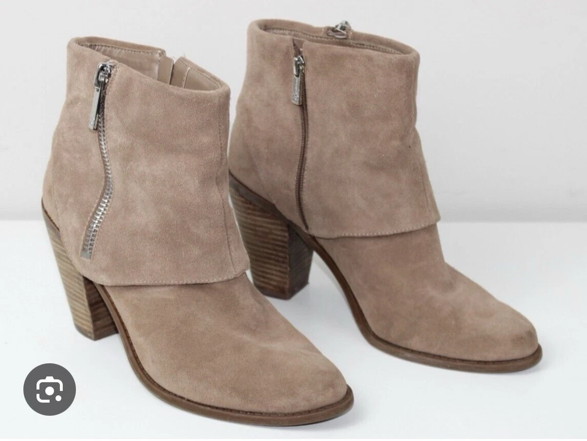 Jessica Simpson Women's Reaca Suede Ankle Bootie - Black 6.5 M, 3.5" Shaft, Side Zipper