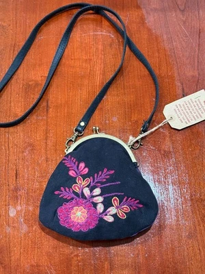 Bolso clutch bandolera Kisslock con marco de lona bordado Lucky Brand Foto 1 de 4