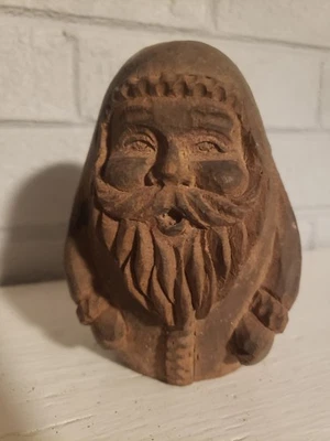 5" Old Mold Santa Claus Egghead  Woodcarving Egg Shaped for Making Paper Mache - Image 1 of 4