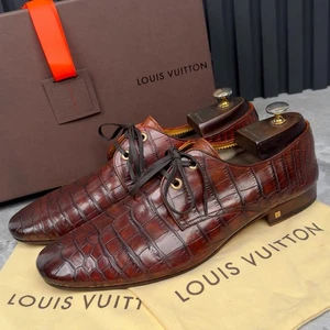 RARE Louis Vuitton Derby Alligator Crocodile Brown Leather 11 LV or 12 US 45 EUR - Picture 1 of 12