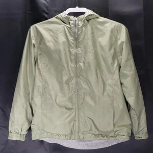 Girls Reversible Jacket Sage Green & Gray Fleece Embroidered Flowers - Picture 1 of 14