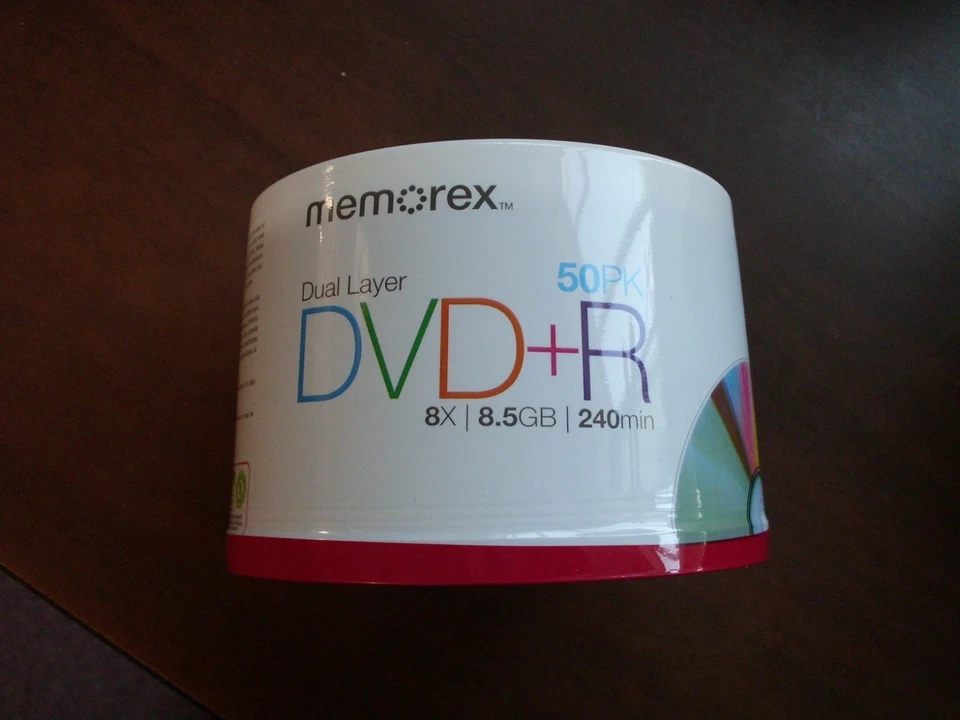 New Memorex 8.5 GB 8 X Double Dual Layer DVD+R 50 Pack Spindle 50 Discs 240 Min - Image 1 of 1