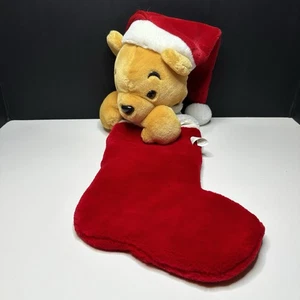 Vintage Walt Disneyland 3D Winnie Puuh Sammlerstück Weihnachten roter Strumpf - Bild 1 von 8