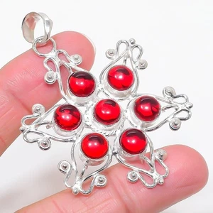 Red Carnelian Gemstone Handmade 925 Sterling Silver Jewelry Pendant Size 2.6" - Picture 1 of 1
