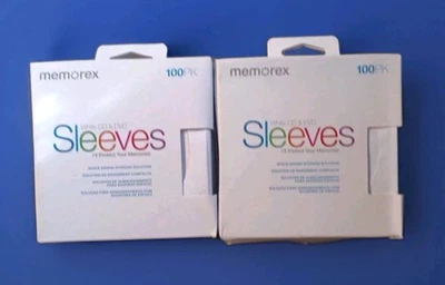 LOTE (2) 100pk Marca Memorex Blanco Color CD DVD Funda de Papel con Ventana/Solapa Foto 1 de 2