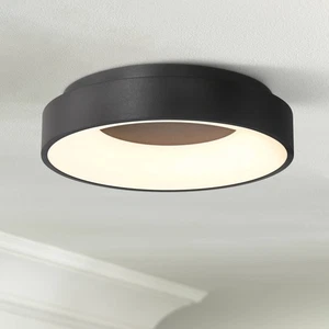 Possini Euro Brock 15" Wide Sand Black Modern Disc LED Ceiling Light - Picture 1 of 6